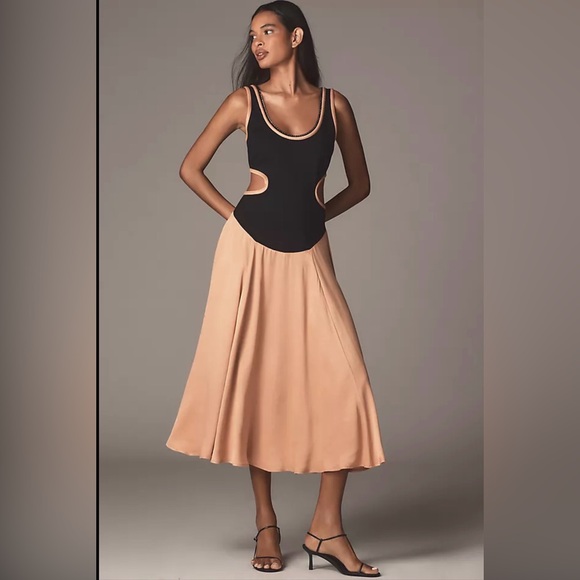 Maeve Dresses & Skirts - Maeve Sleeveless Scoop-Neck Chain-Trim Cutout Midi Dress